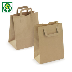 Sac kraft à poignées plates extérieures Sac kraft à poignées plates extérieures
