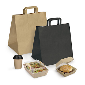Sac kraft à poignées plates et fond extra large Sac kraft à poignées plates et fond extra large