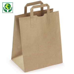 Sac kraft à poignées plates extérieures Sac kraft à poignées plates extérieures