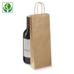 Sac kraft avec poignées torsadées pour bouteilles Sac kraft avec poignées torsadées pour bouteilles