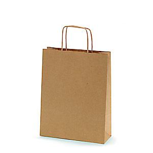 Sac kraft recyclé à poignées torsadées l.25 x H.32 x soufflet 9 cm - Brun - Lot de 100 Sac kraft recyclé à poignées torsadées l.25 x H.32 x soufflet 9 cm - Brun - Lot de 100