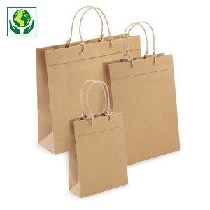 Sac kraft recyclé à poignées tressées Sac kraft recyclé à poignées tressées