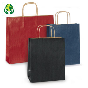 Sac kraft vergé couleur à poignées torsadées RAJA Sac kraft vergé couleur à poignées torsadées RAJA