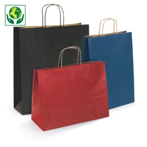 Sac kraft vergé couleur à poignées torsadées Sac kraft vergé couleur à poignées torsadées