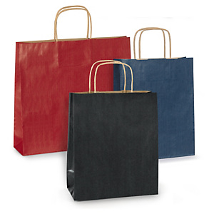 Sac kraft vergé rouge à poignées torsadées RAJA 30x40x12 cm