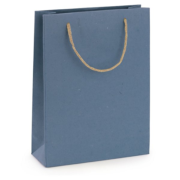 Sac papier luxe à poignées corde jute jean 26 x 35 x 10 cm - 2