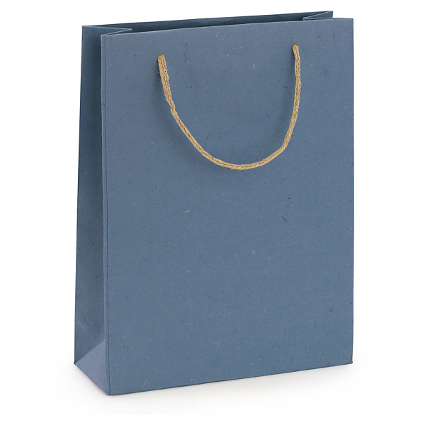 Sac papier luxe à poignées corde jute jean 26 x 35 x 10 cm - 1