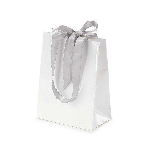 Sac pelliculé brillant blanc à poignées satin 12 x 16 x 7 cm - 2