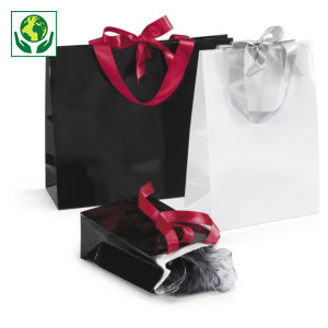 Sac pelliculé brillant couleur à poignées satin Sac pelliculé brillant couleur à poignées satin
