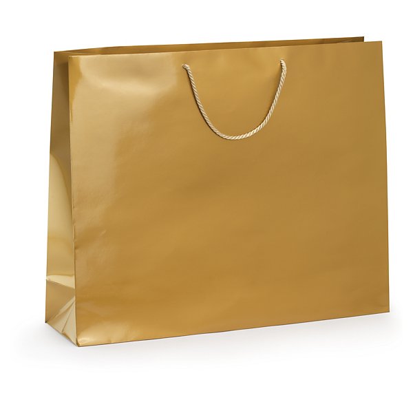 Sac pelliculé brillant or à poignées cordelières 55 x 45 x 15 cm - 2