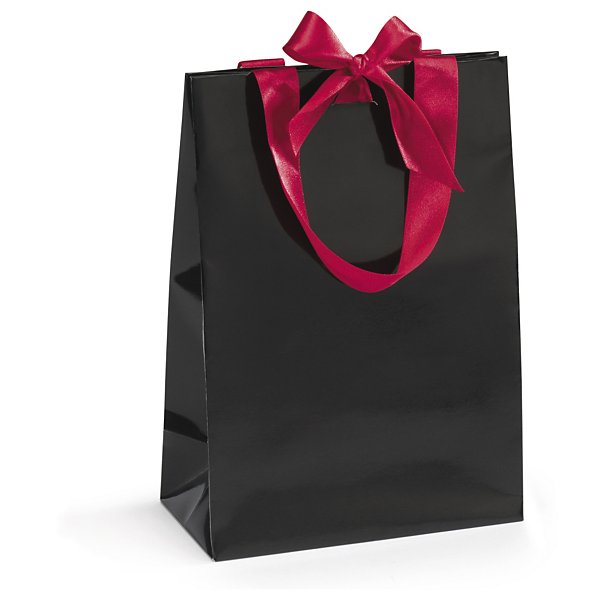 Sac pelliculé noeud satin blanc 30x7x25 cm - 2