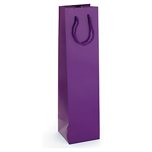 Sac pelliculé brillant couleur violet ? poignées cordeli?res pour bouteille
