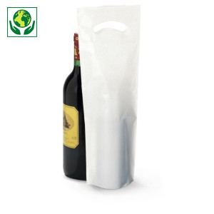 Sac plastique pour bouteille à poignées découpées 100 % recyclé Raja Sac plastique pour bouteille à poignées découpées 100 % recyclé Raja
