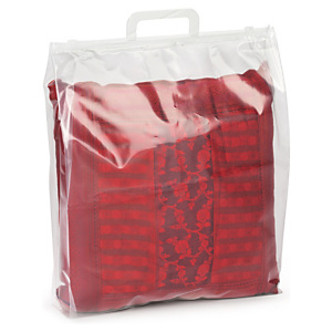 Sac plastique transparent à poignées rigides 60x50x12 cm