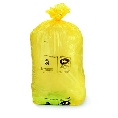 Sac poubelle 110 L jaune pour tri sélectif en plastique recyclé 36 microns  - lot de 250
