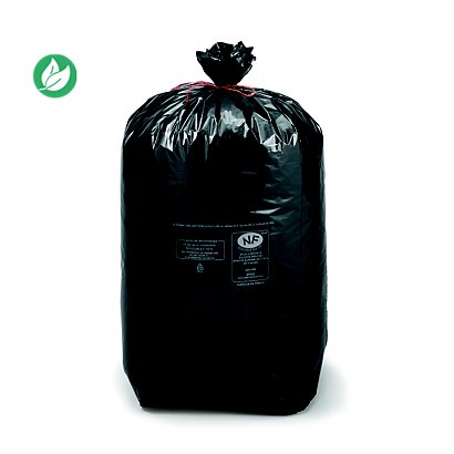 Sac poubelle 110 L noir pour déchets courants en plastique recyclé 36 microns - lot de 250 - 1