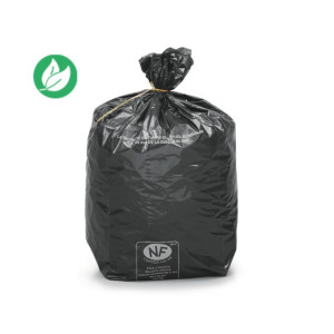 Sac poubelle 30 L noir pour déchets courants en plastique recyclé - 20 microns -lot de 500