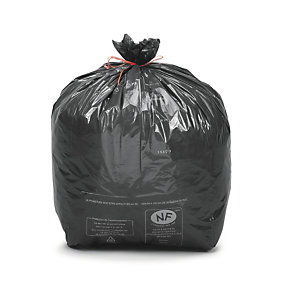 Sac poubelle 50 L noir pour déchets courants en plastique recyclé 22 microns - lot de 500
