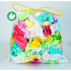 Sac poubelle 50 L transparent liens coulissants en plastique recyclé 20 microns - lot de 100 sacs