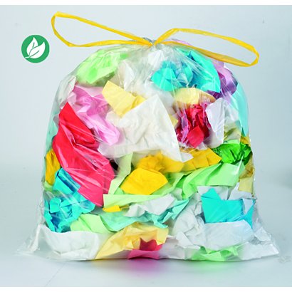 Sac poubelle 50 L transparent liens coulissants en plastique recyclé 20  microns - lot de 100 sacs - Sacs-Poubellefavorable à acheter dans notre  magasin