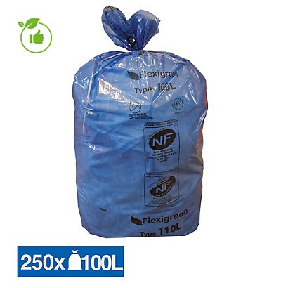 Sac poubelle bleu Flexigreen 100 L, lot de 250 - 1