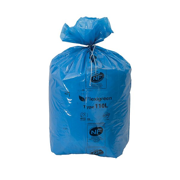 Sac poubelle bleu Flexigreen 110 L, lot de 250 Sacs pour déchets