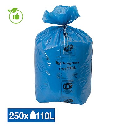 Sac poubelle bleu Flexigreen 110 L, lot de 250 - 1