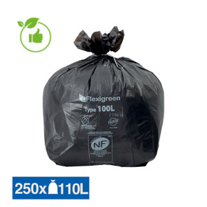 Sac poubelle noir Flexigreen 110 L, lot de 250