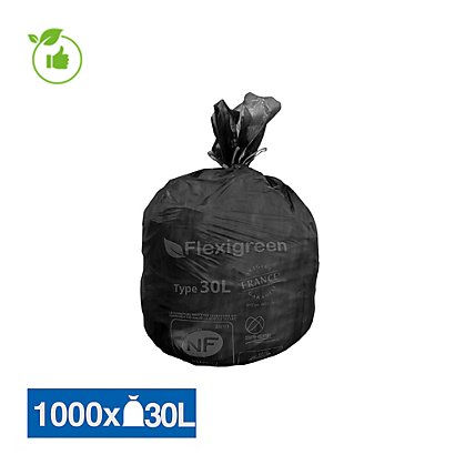 Sac poubelle noir Flexigreen 30 L, lot de 1000 - 1