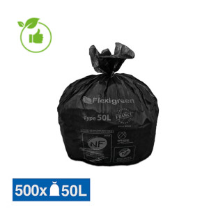 Sac poubelle noir Flexigreen 50 L, lot de 500