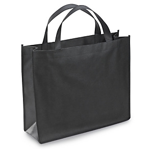 Sac réutilisable polypropylène non tissé noir à anses longues noir 31x41x10 cm
