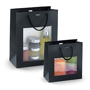 Sac vitrine pelliculé mat noir à poignées cordeli?res