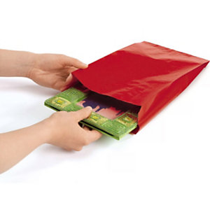 Sacchetto in carta Kraft vergata, 24 x 39 x 7,5 cm, Rosso (confezione 250 pezzi)