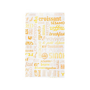 Sacchetto monouso per Croissant in cellulosa, 12 + 5 x 22 cm, Design Parole (confezione 500 pezzi)