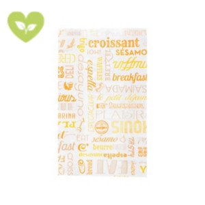 Sacchetto monouso per Croissant in cellulosa, 12 + 5 x 22 cm, Design Parole (confezione 500 pezzi) Sacchetto monouso per Croissant in cellulosa, 12 + 5 x 22 cm, Design Parole (confezione 500 pezzi)