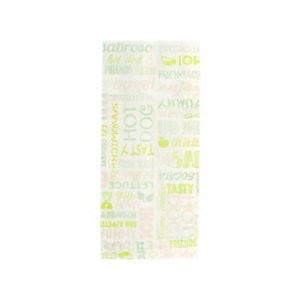 Sacchetto monouso per panino, Carta pergamena antigrasso, 12 + 4 x 26 cm, Design Parole (confezione 500 pezzi)