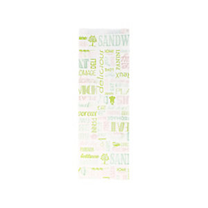 Sacchetto monouso per panino, Carta pergamena antigrasso, 12 + 4 x 35 cm, Design Parole (confezione 500 pezzi)