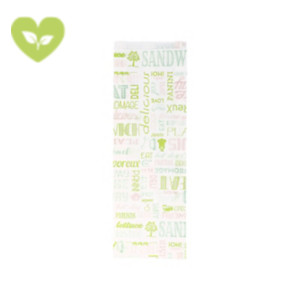 Sacchetto monouso per panino, Carta pergamena antigrasso, 12 + 4 x 35 cm, Design Parole (confezione 500 pezzi) Sacchetto monouso per panino, Carta pergamena antigrasso, 12 + 4 x 35 cm, Design Parole (confezione 500 pezzi)