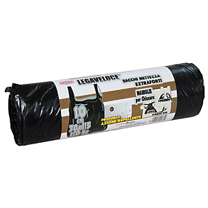 Sacchi extraforti con maniglie profumati - Colore nero - 110 litri - F.to 70 x 115 cm - Spessore 13 micron (confezione 10 pezzi) Sacchi extraforti con maniglie profumati - Colore nero - 110 litri - F.to 70 x 115 cm - Spessore 13 micron (confezione 10 pezzi)