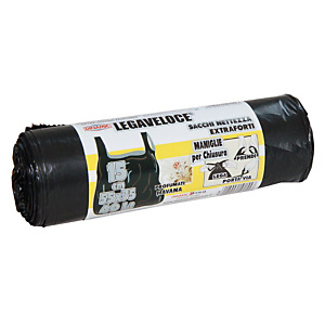 Sacchi extraforti con maniglie profumati - Colore nero - Profumazione havana- 40 litri - F.to 55 x 75 cm - Spessore 12 micron (confezione 15 pezzi) Sacchi extraforti con maniglie profumati - Colore nero - Profumazione havana- 40 litri - F.to 55 x 75 cm - Spessore 12 micron (confezione 15 pezzi)