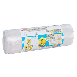 Sacchi extraforti con maniglie profumati - Colore trasparente - Profumazione limone - 40 litri - F.to 55 x 75 cm - Spessore 12 micron (confezione 15 pezzi) Sacchi extraforti con maniglie profumati - Colore trasparente - Profumazione limone - 40 litri - F.to 55 x 75 cm - Spessore 12 micron (confezione 15 pezzi)