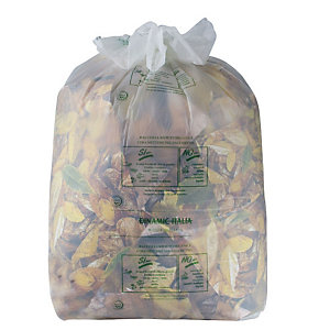Sacchi nettezza urbana biodegradabili con maniglie, 10 litri, 42 x 45 cm, Spessore 17 micron, Neutro (rotolo 15 sacchi)