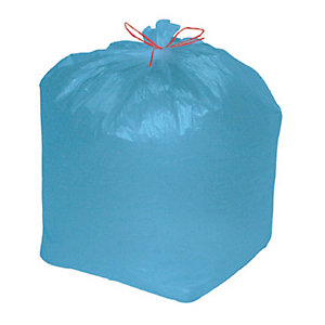 Sacchi nettezza urbana con prestrappo e filo in PP, 25 litri, 50 x 60 cm,  Spessore 10 micron, Polietilene, Azzurro (rotolo 20 sacchi) - Sacchi  Immondizia