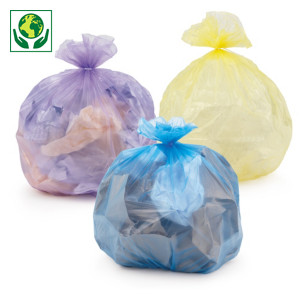 Sacchi spazzatura colorati in polietilene riciclato