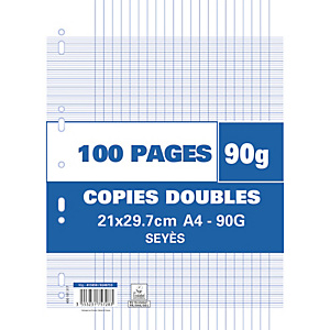 AUTRE Sachet de 100 pages copies doubles A4 grands carreaux 90g perforées AUTRE Sachet de 100 pages copies doubles A4 grands carreaux 90g perforées