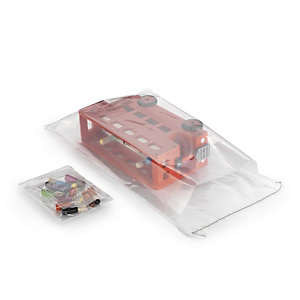 Sachet plastique liassé transparent avec message "sécurité enfants" à fermeture adhésive Sachet plastique liassé transparent avec message "sécurité enfants" à fermeture adhésive