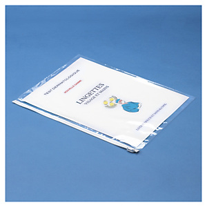 Sachet plastique plat transparent haute brillance à curseur 25x17 cm