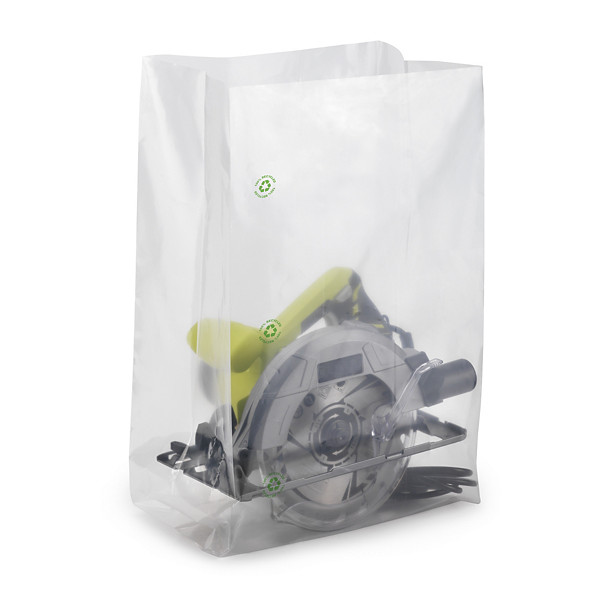 Sachet plastique à soufflets transparent 100 microns recyclé RAJA - 1