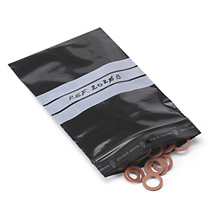 Sachet plastique zip 50% recyclé noir opaque à bandes blanches 60 microns RAJA Sachet plastique zip 50% recyclé noir opaque à bandes blanches 60 microns RAJA