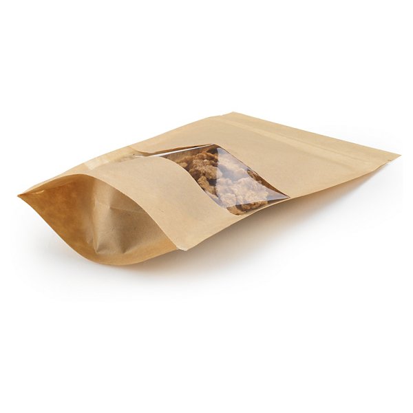 Sachet plastique zip kraft avec fenêtre transparente à soudures étanches 1000ml - 3